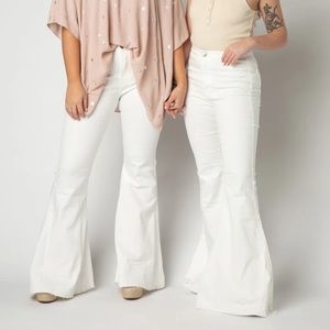 White flare jeans